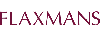 Maroon FLAXMANS logo on a white background