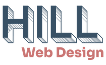HILL Web Design logo in blue and red text on a white background