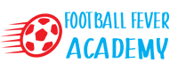 Football Fever Academy logo with red soccer ball and blue text on white background