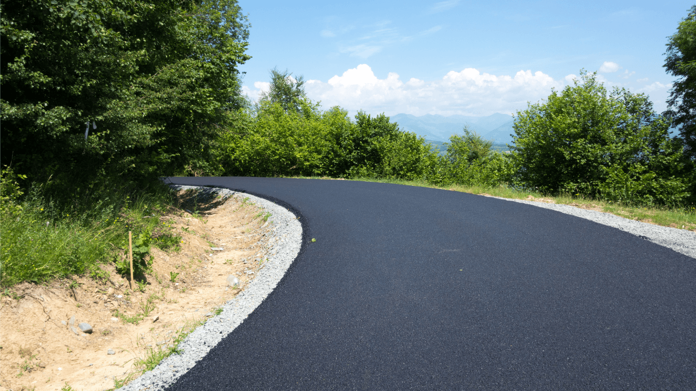 a fresh asphalt private roadway