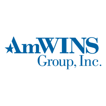 A blue and white logo for am wins group inc.