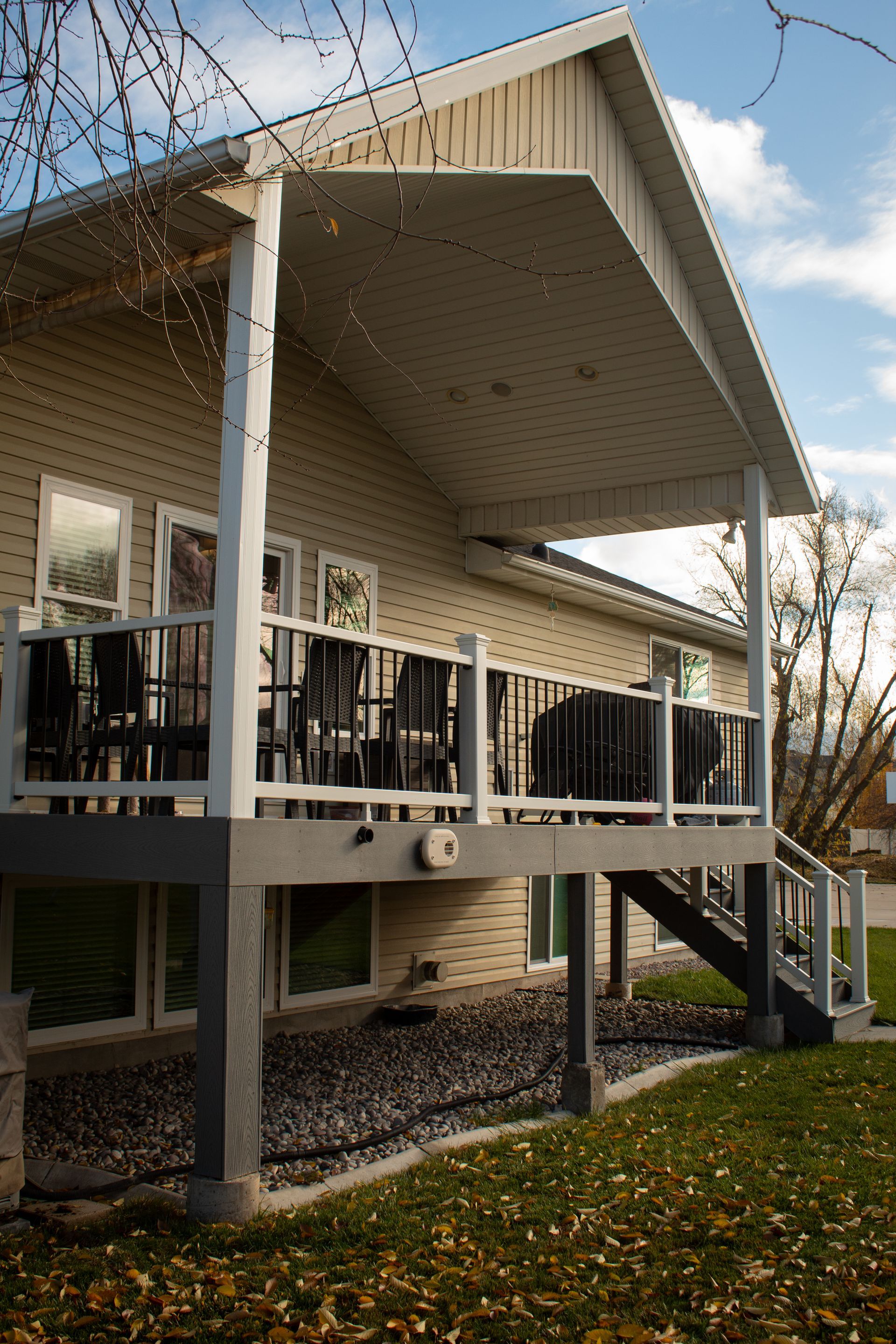 A house with a large porch and stairs