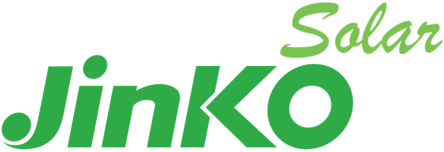 A green and white logo for jinko solar on a white background.