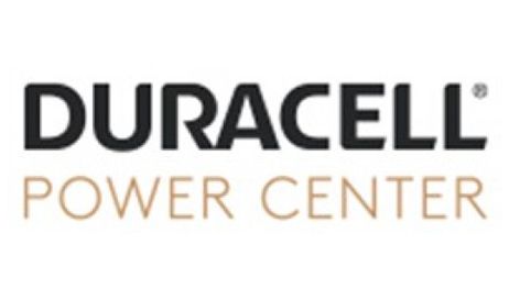 The logo for duracell power center is shown on a white background