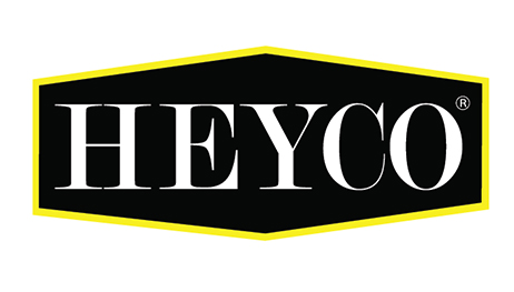 The heyco logo is black and yellow with a yellow border.