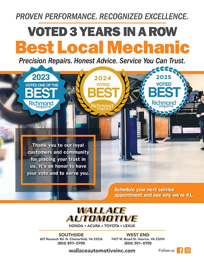 Voted 3 Years in a Row Best Local Mechanic 2023, 2024, 2025 Voted Best | Wallace Automotive Inc