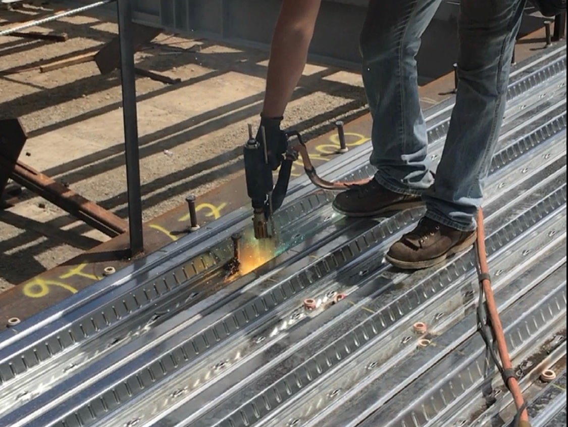 field stud welding, jobsite stud welding, jsw stud rails, embeds, psr rails, punching shear connectors, punching shear rails