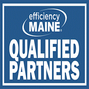 Blue square Efficiency Maine Qualified Partners logo. White text on a blue background. Blue square Efficiency Maine Qualified Partners logo. White text on a blue background.