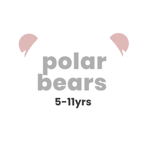 Logo with pink bear ears above the words 