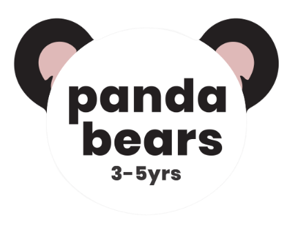 Logo: White circle with black panda ears and text