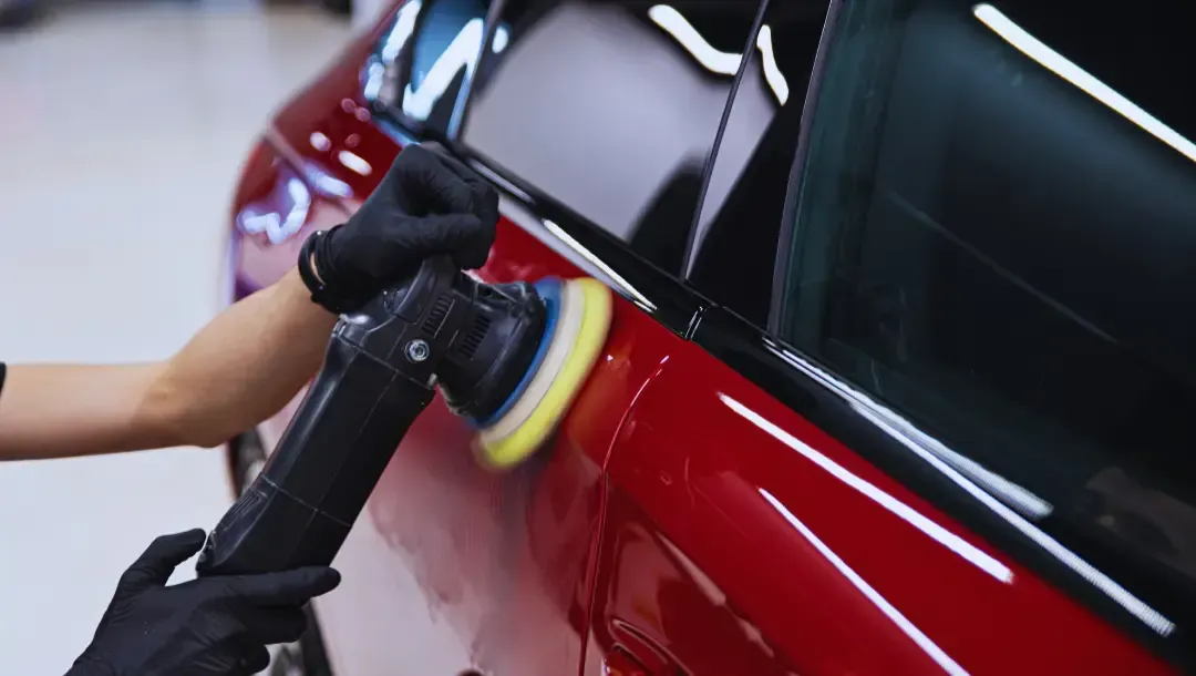 polishing red car