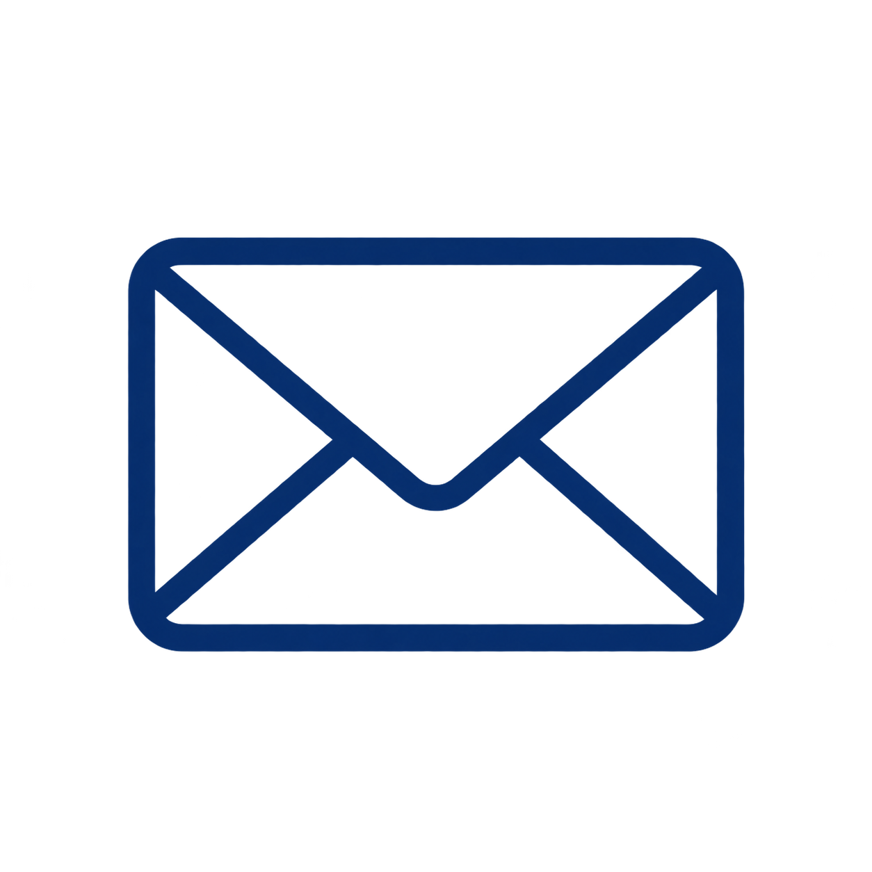 Blau umrandetes Briefumschlag-Symbol auf weißem Hintergrund, steht für E-Mail oder Nachrichten.