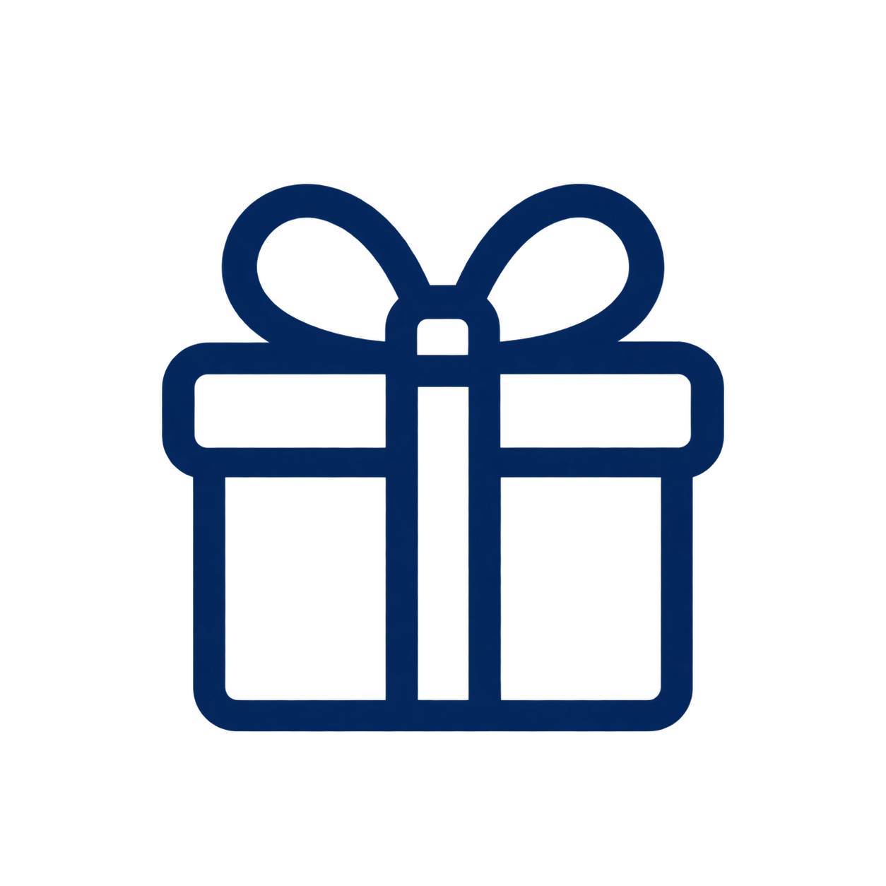 Blau umrandete Geschenkbox mit Schleife-Symbol