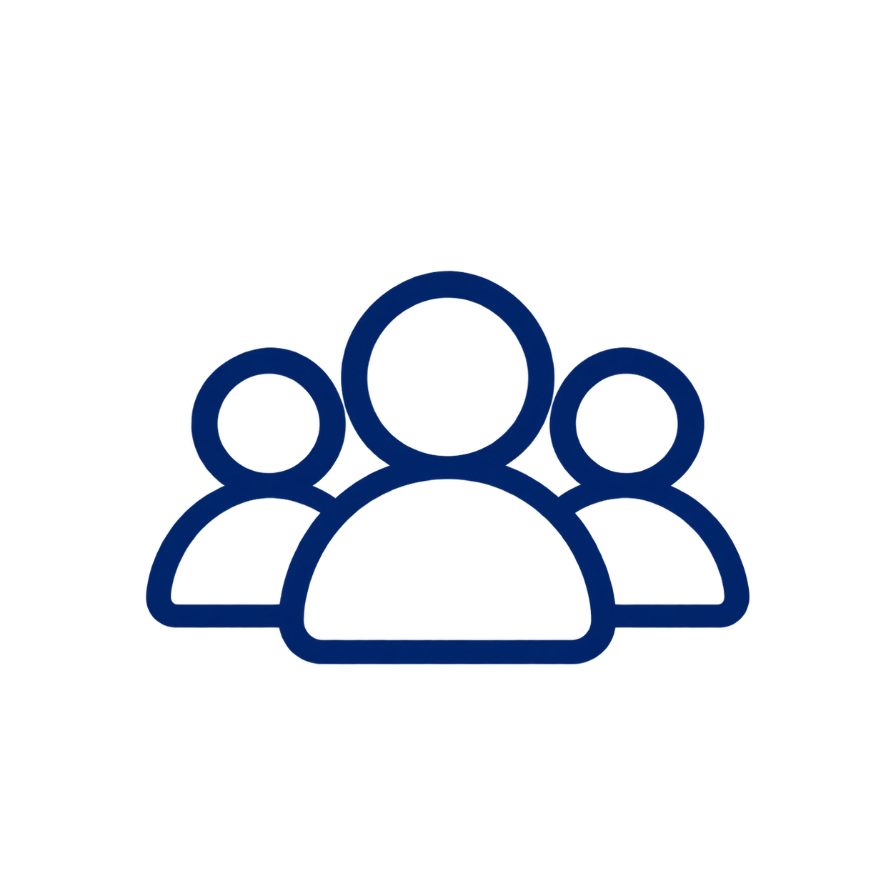 Blau umrandetes Symbol mit drei Personen, das eine Gruppe oder ein Team darstellt
