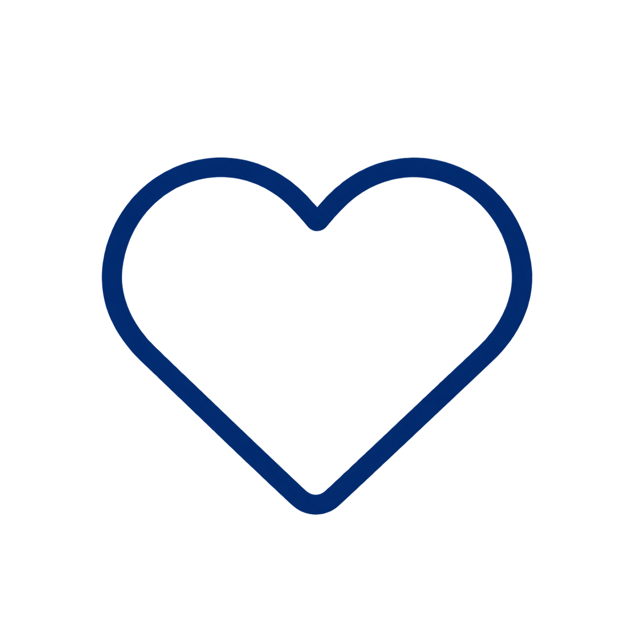 Blau umrandetes Herzsymbol auf weißem Hintergrund