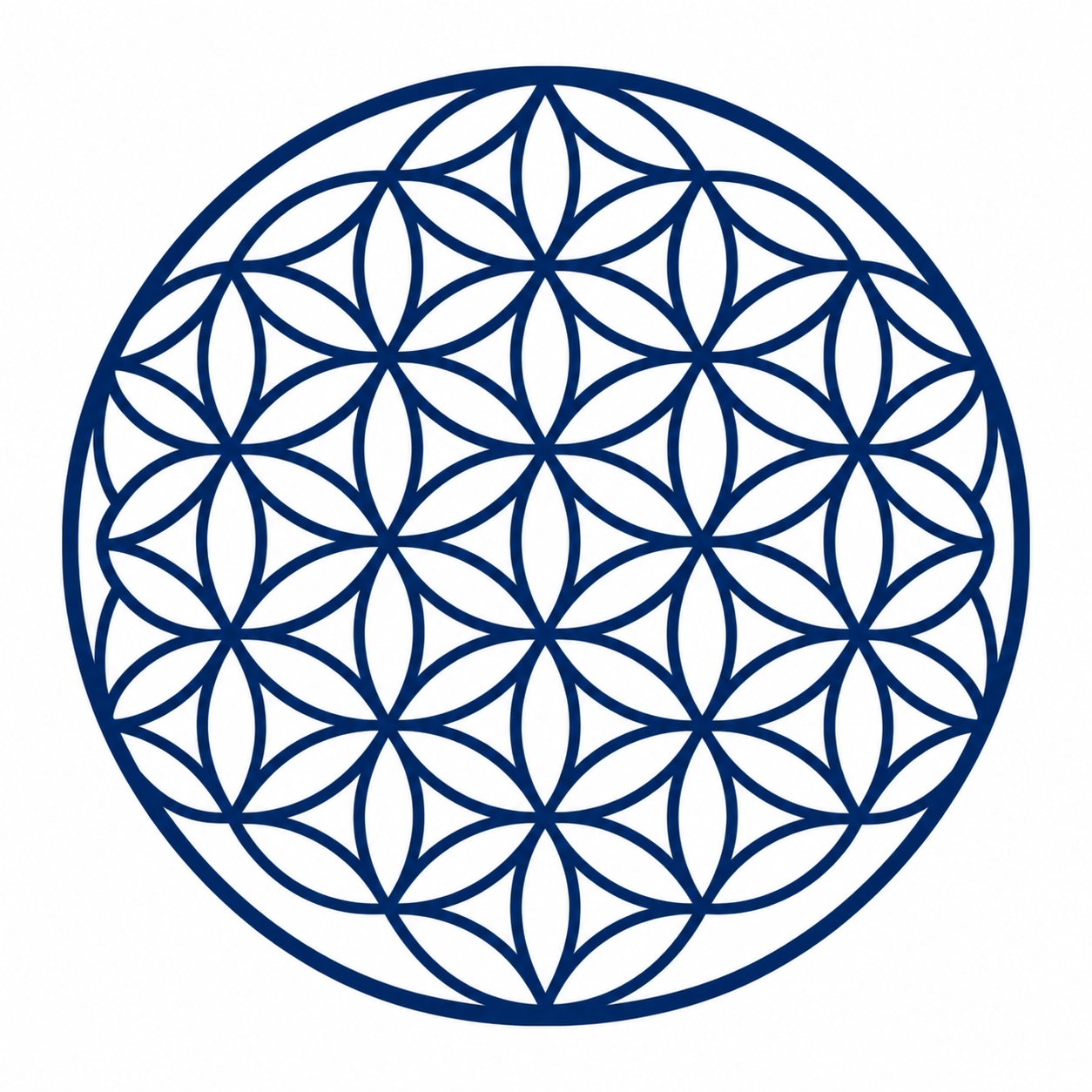 Blaues Lotusblüten-Symbol mit Umriss auf weißem Hintergrund