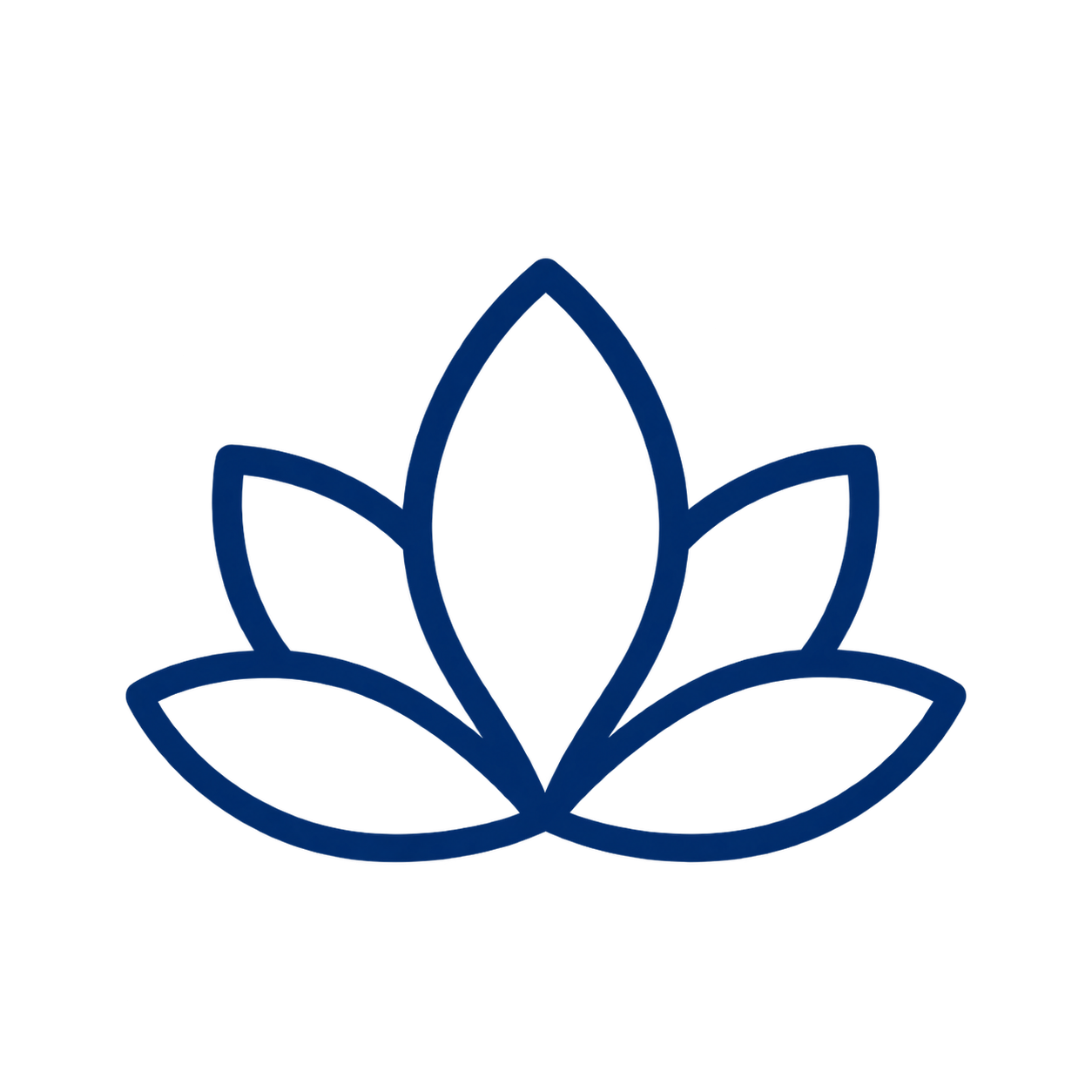 Blau umrandetes Lotusblüten-Symbol auf weißem Hintergrund