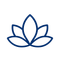 Blaues Lotusblüten-Symbol mit Umriss auf weißem Hintergrund