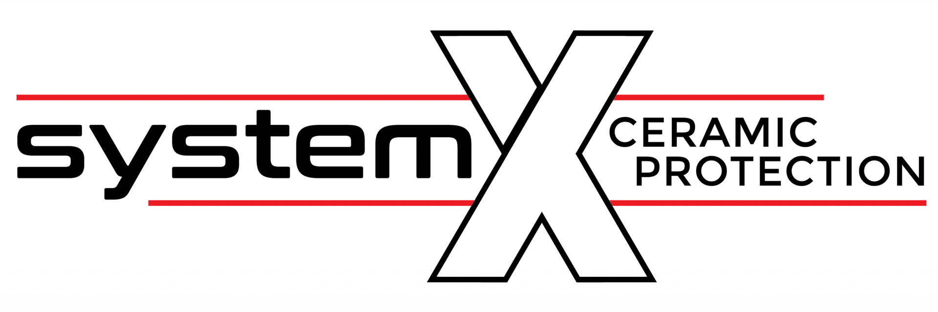 System X Ceramic Protection logo. Black text on white with an X graphic and red underline.