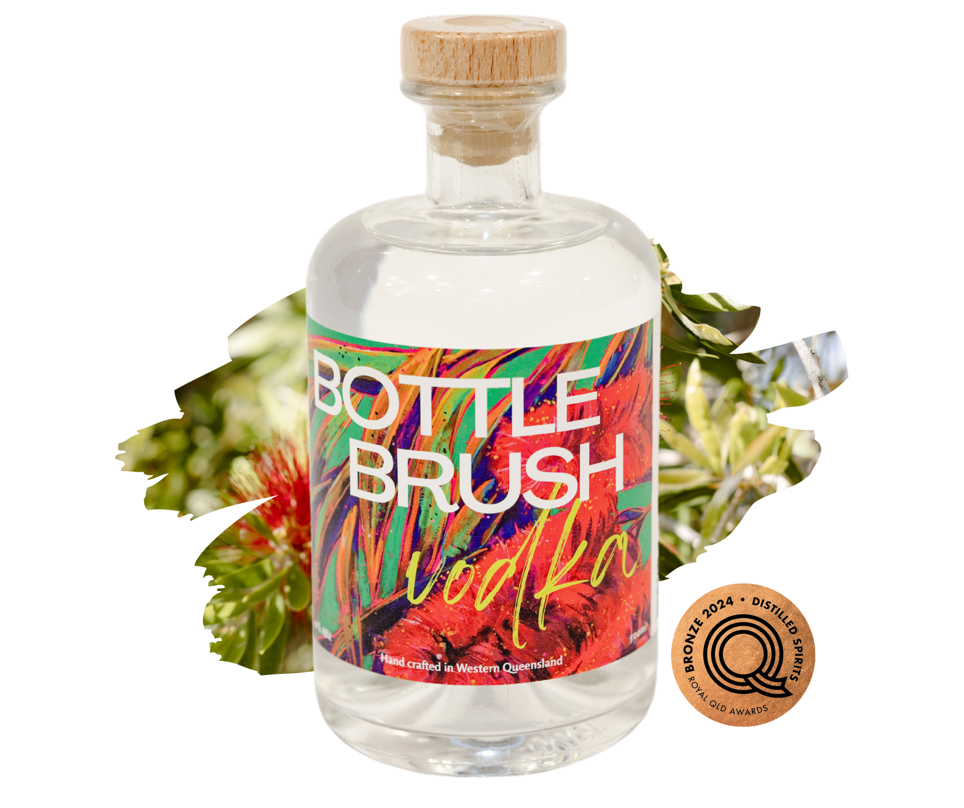 A bottle of Bottlebrush Vodka.
