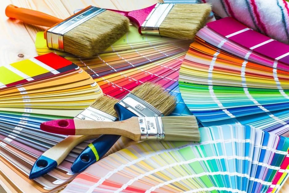 A Bunch Of Paint Brushes And Paint Samples On A Table — Paint & Trade Supplies Lismore In Byron Bay, NSW