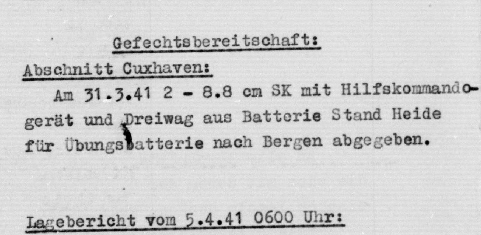 Ausschnitt aus dem Kriegstagebuch der Marineflakabteilung 214 von 1942