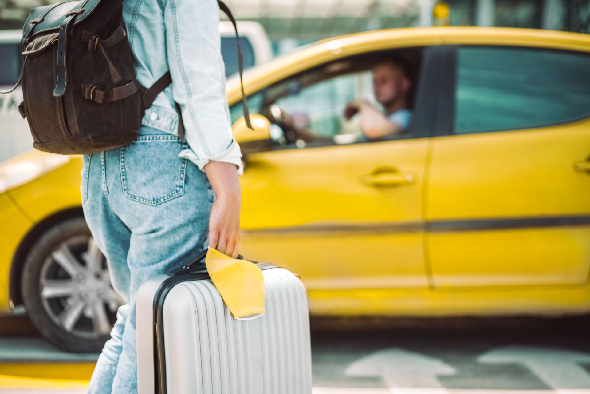 woman waiting taxi travel
