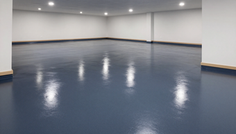 Glossy basement epoxy floor with reflective finish for epoxy flooring service in Parkville, MO