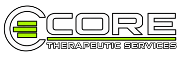 CORE chiropractic, rehab, and performance logo on a black background with white and green text