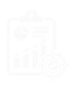 Light gray icon of a bar chart with a magnifying glass overlay