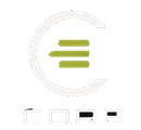 Shockwave therapy logo with green waves, a treatment device, and a foot on a black circle background