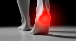 Close-up of a person’s ankle glowing red, indicating pain or injury