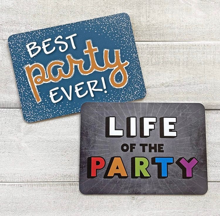 Two cards say best party ever and life of the party. Rent a Photo Booth.
