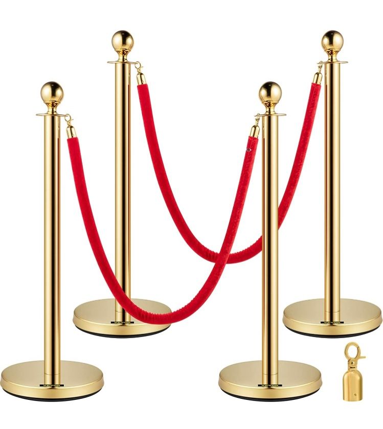 A gold pole with a red rope attached to it. Special Events Photo Booth Rentals