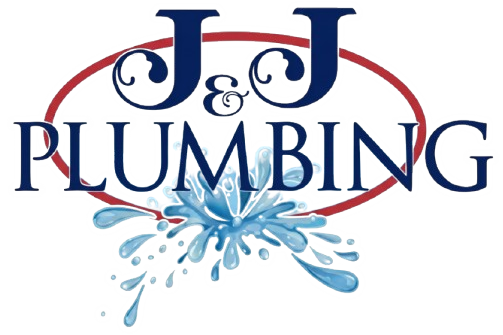 J&J Plumbing logo in blue and red with a water splash graphic