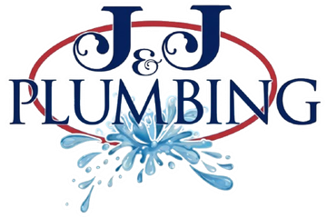 J&J Plumbing logo in blue and red with a water splash graphic