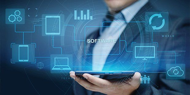 abstract software with hand
