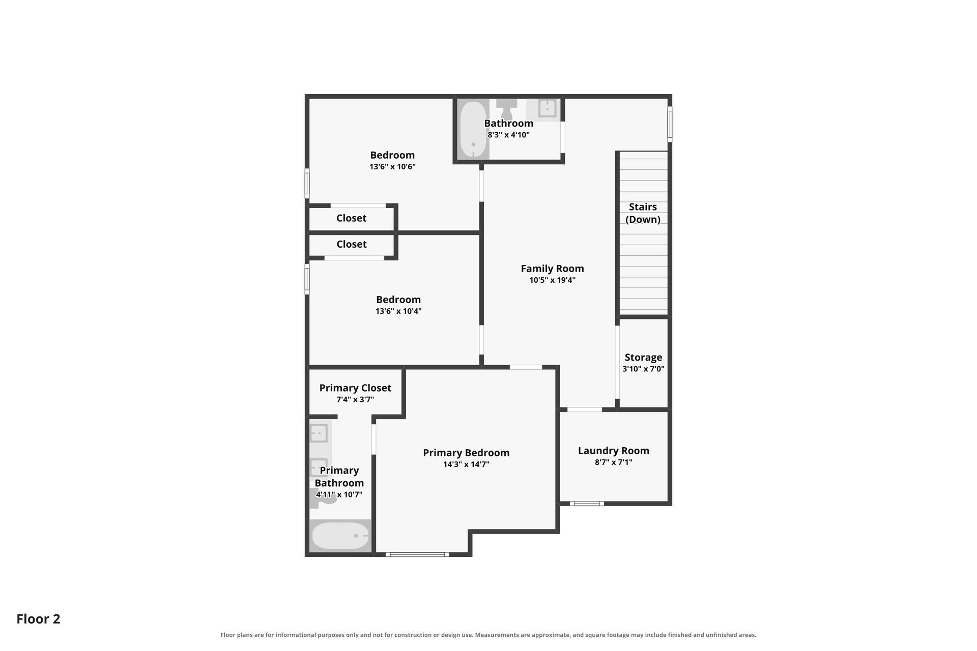 Black-and-white house floor plan with labeled rooms and measurements