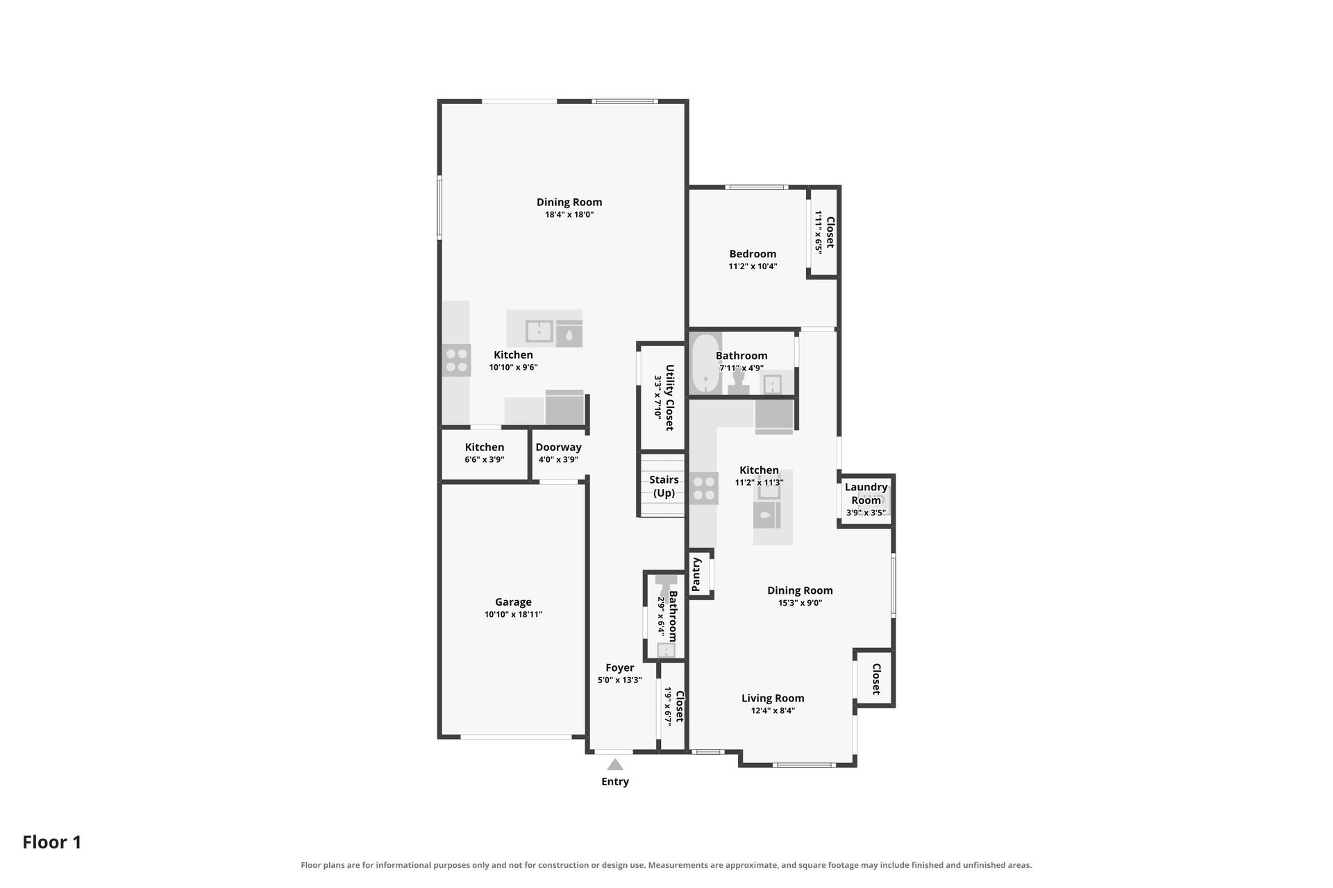 Black-and-white architectural floor plan with labeled rooms and hallways