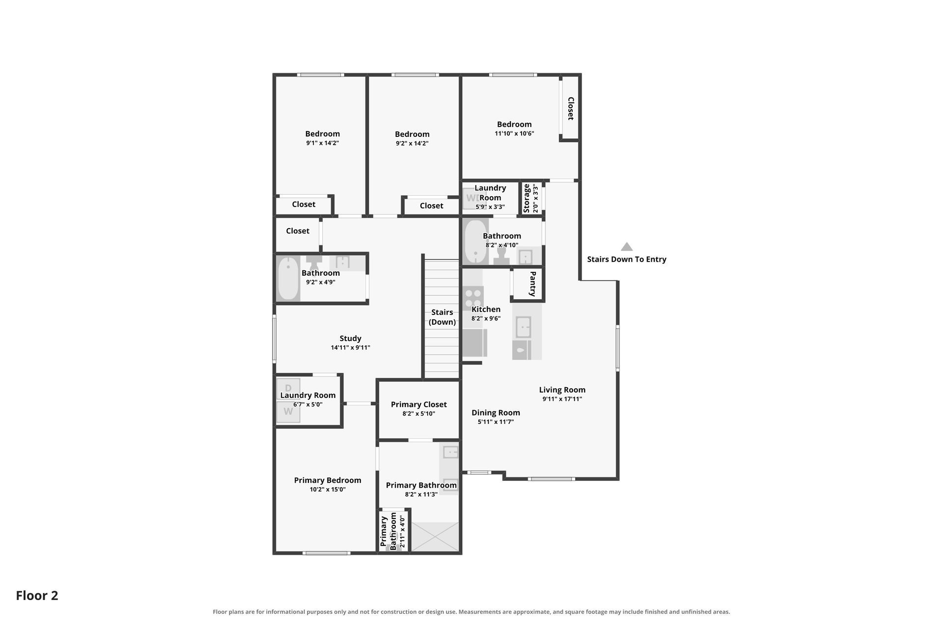 Black-and-white architectural floor plan with labeled rooms, doors, and hallways.