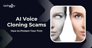 A picture of two women 's faces with the words `` ai voice cloning scams how to protect your firm ''.