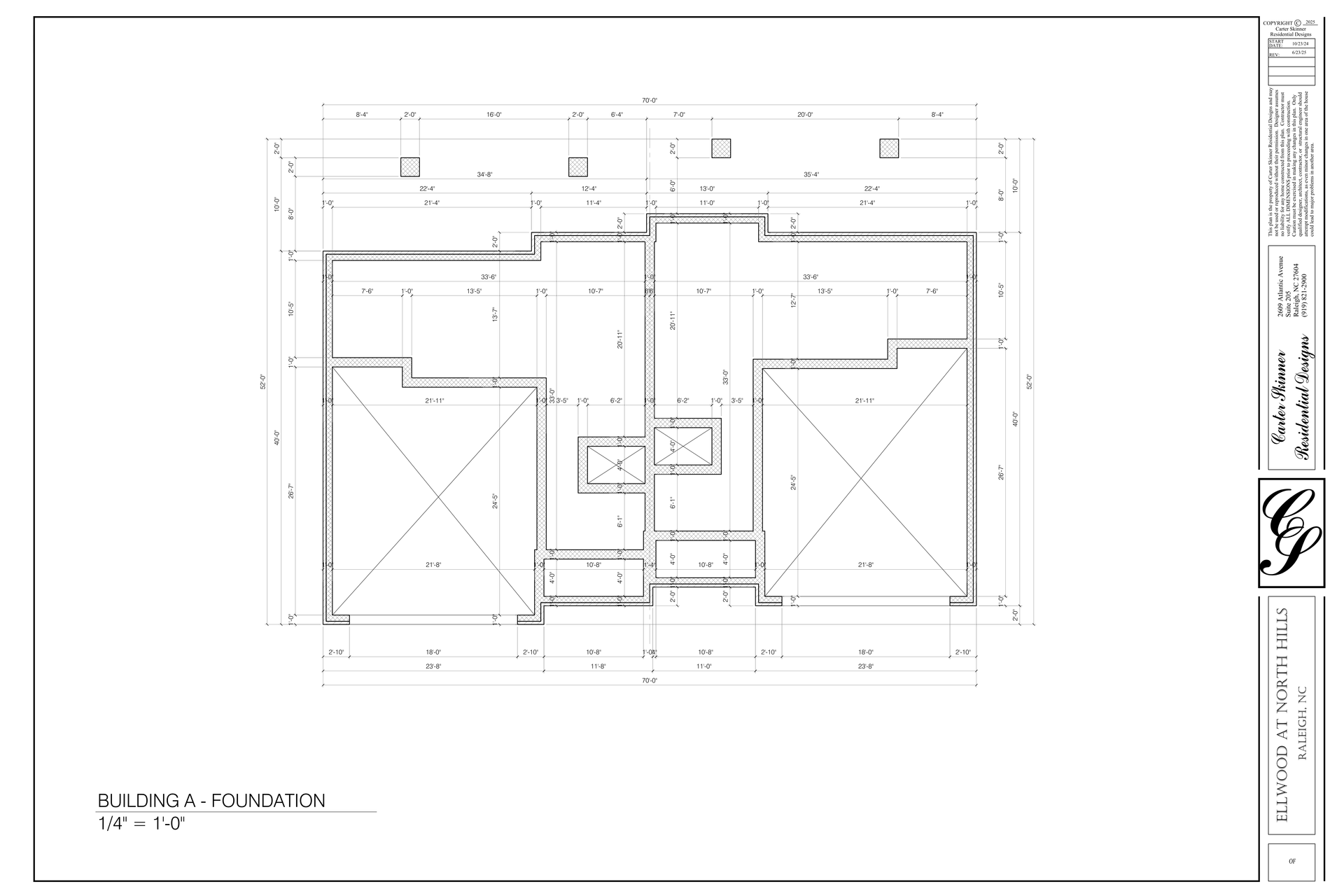Architectural floor plan drawing with room dimensions and door layouts