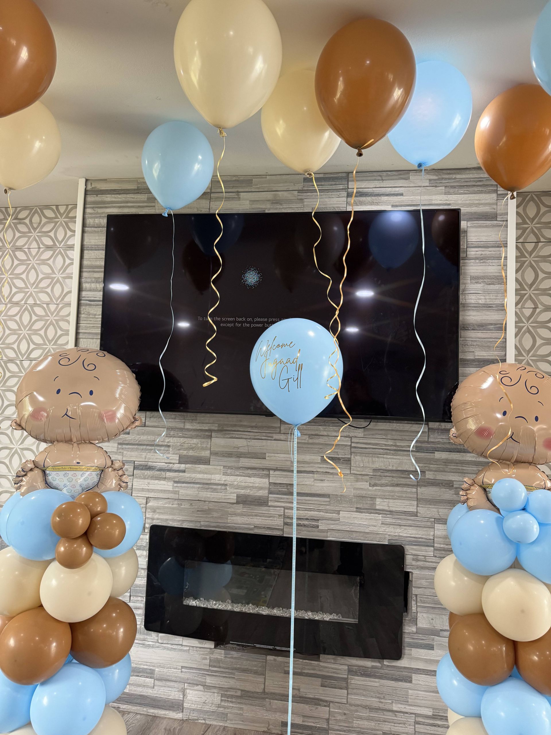 blue yellow and gold baby balloons