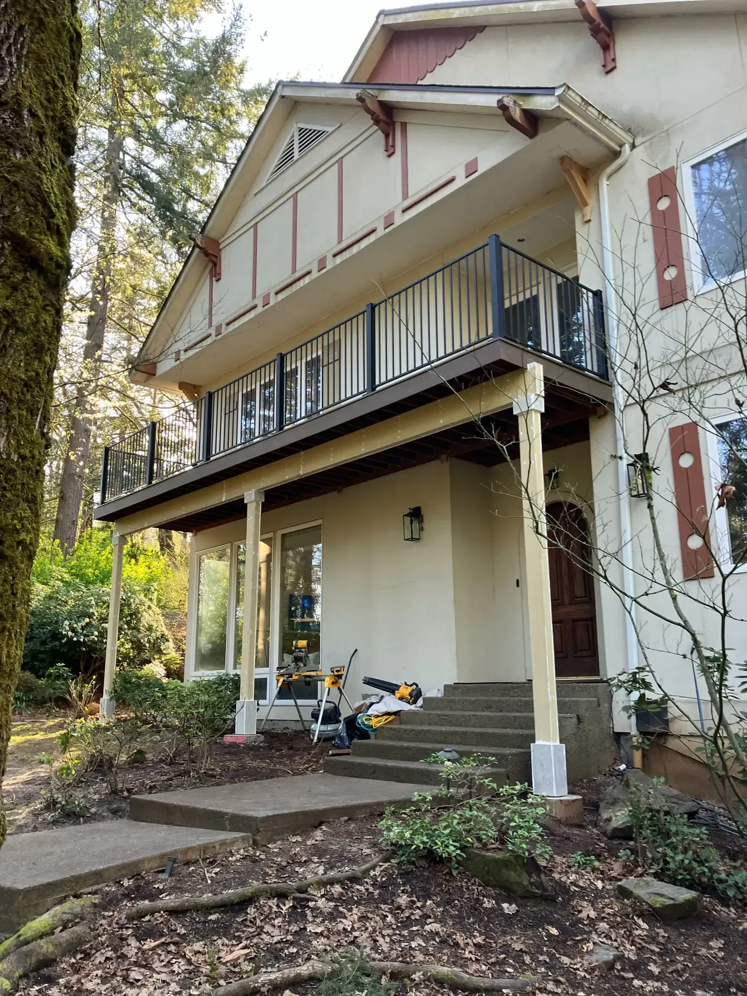 View of the deck functioning as a front porch area.