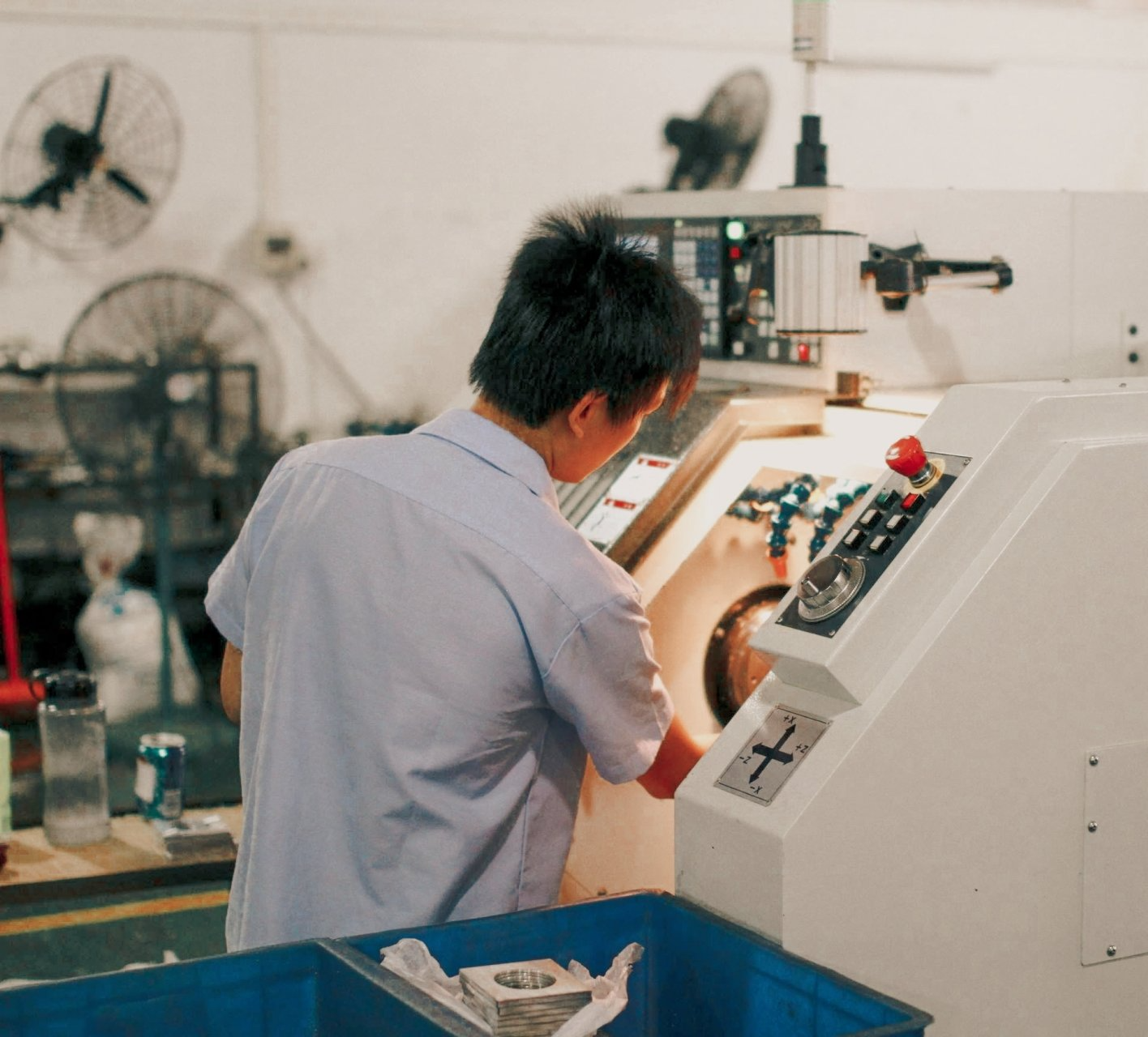 A CNC operator working