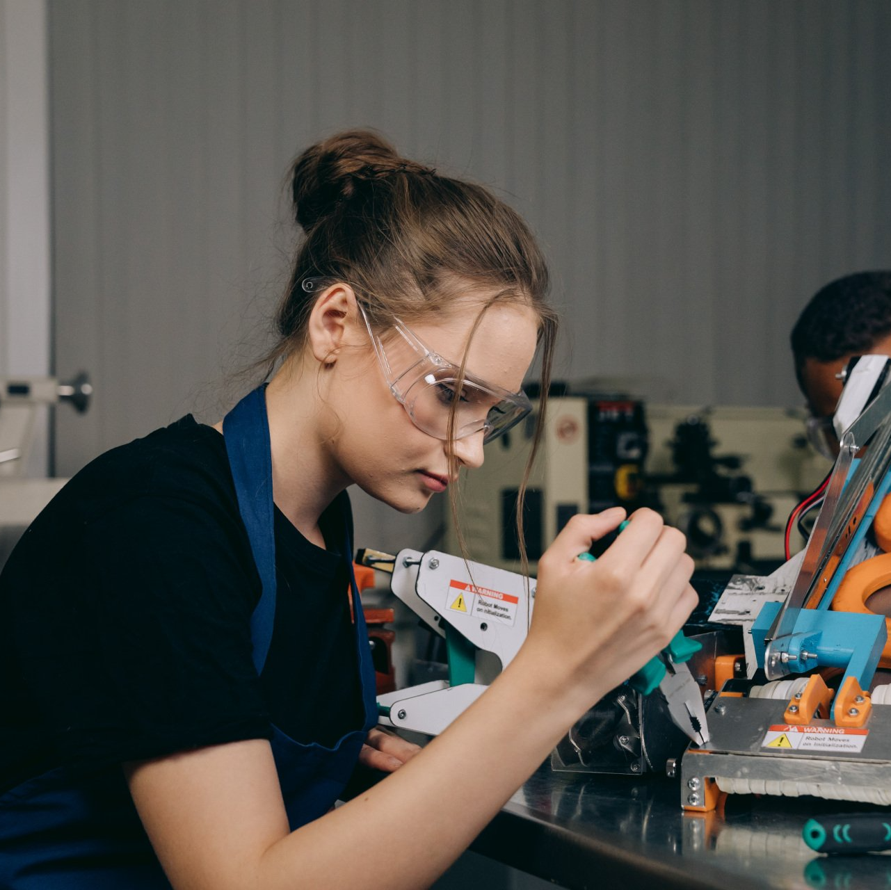 An assembly employee actively working