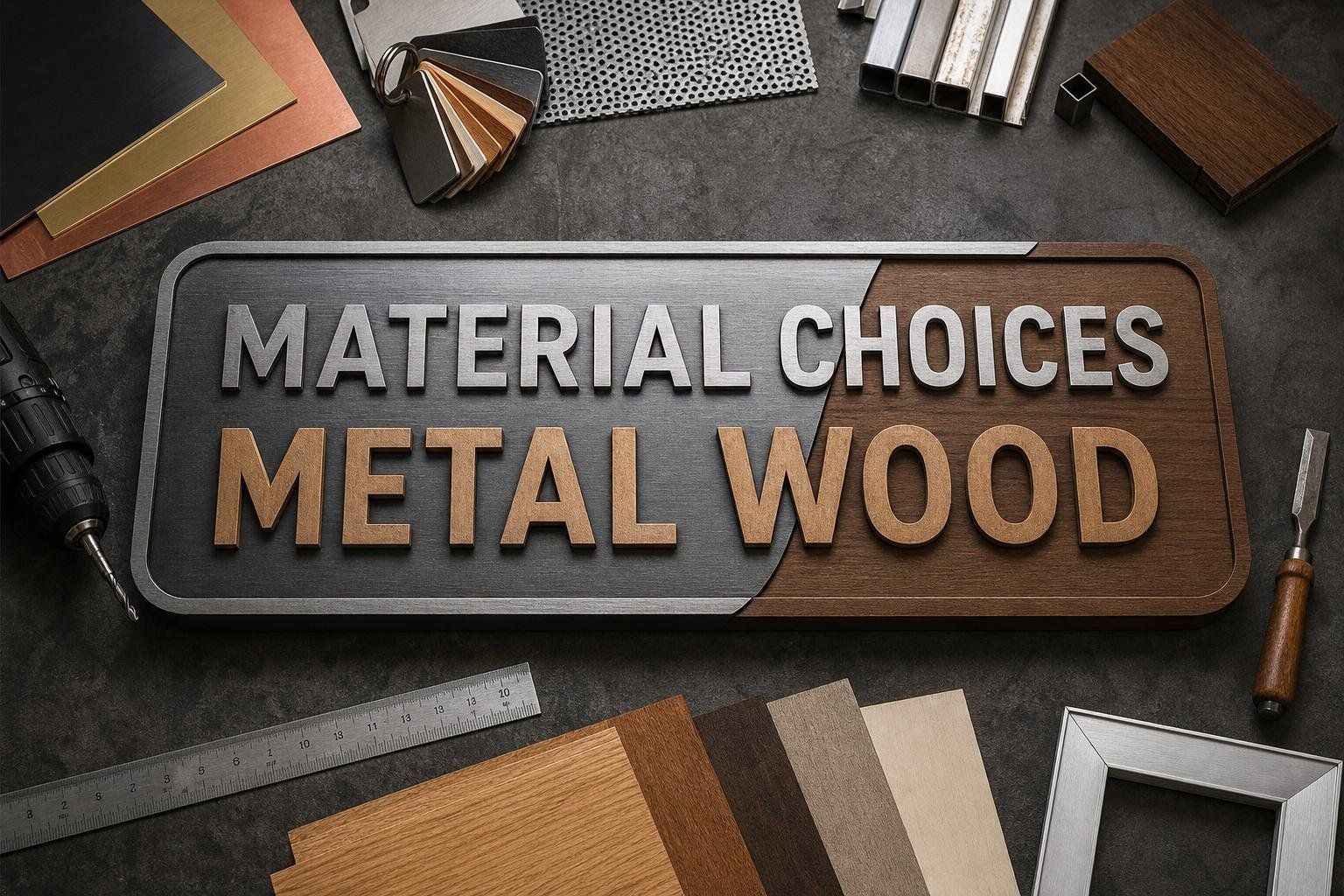 Metal and wood materials used for custom signs suitable for sign projects in Fairview, NC