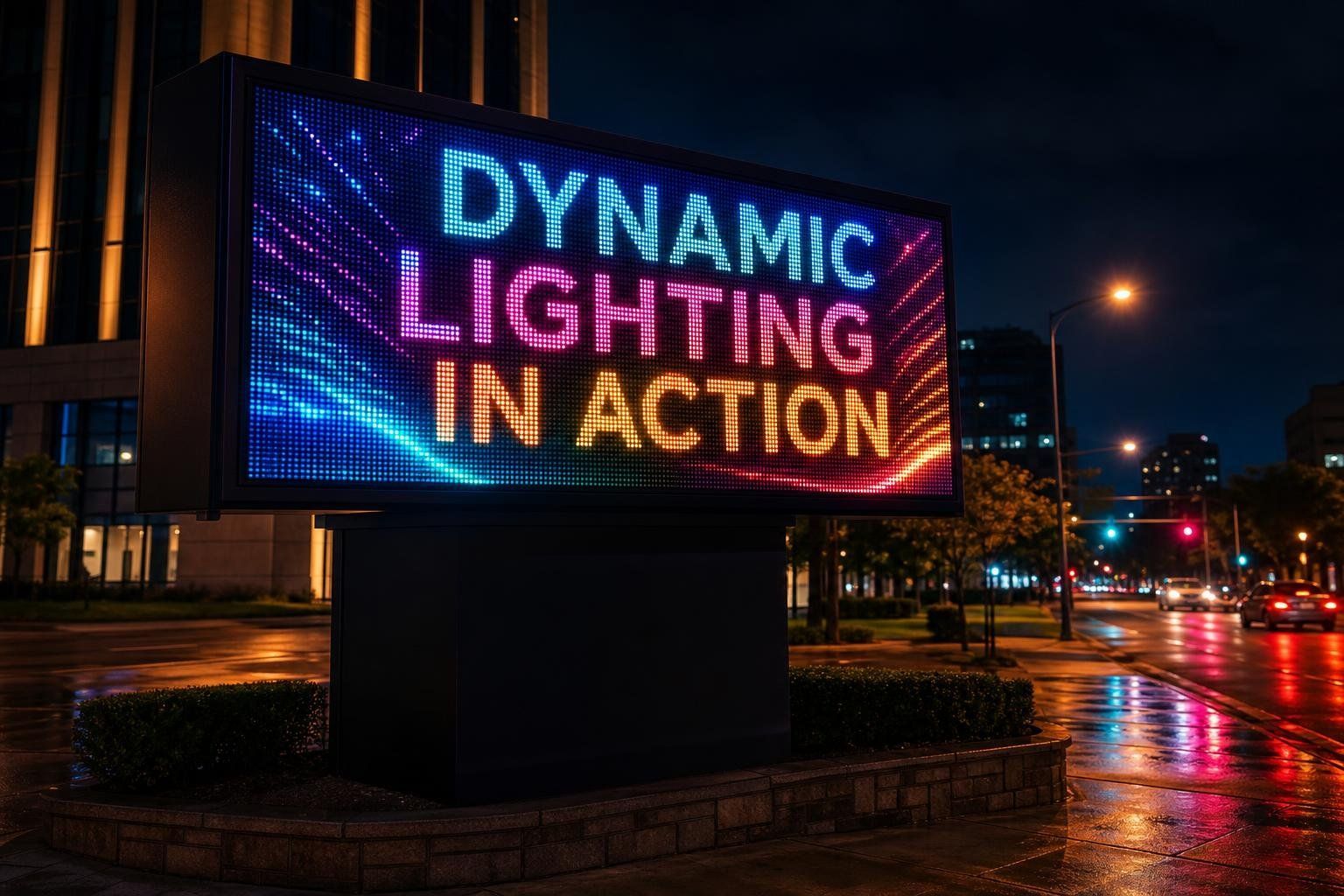 Illuminated outdoor electronic sign with dynamic lighting business for businesses in Arden, NC