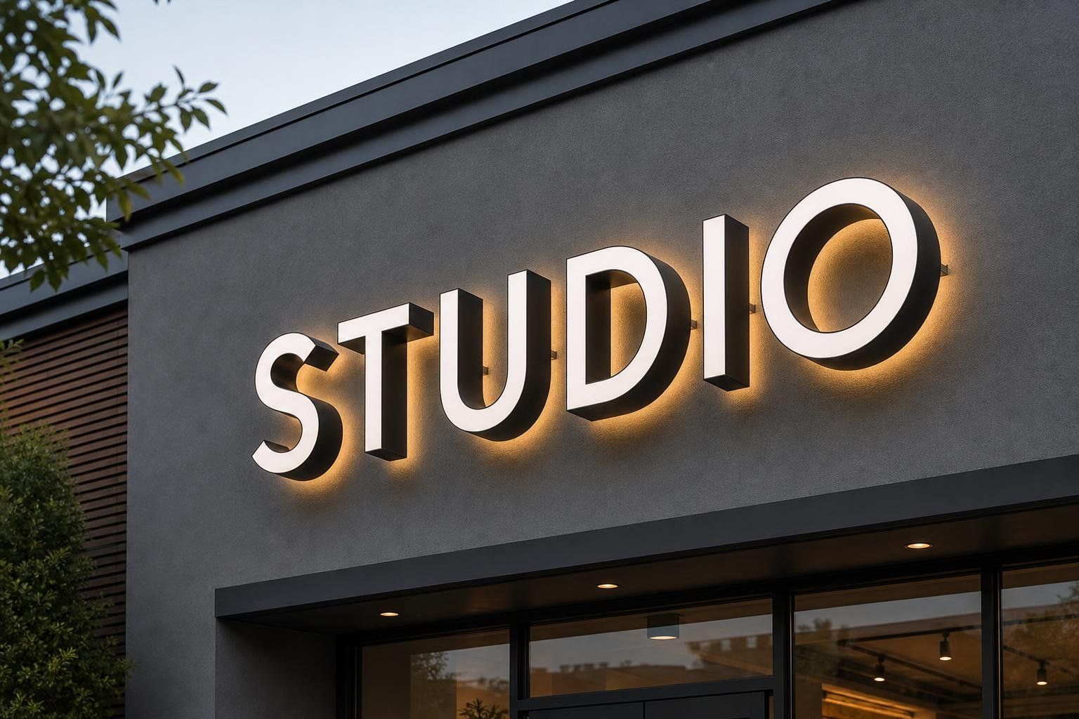 Illuminated channel letters showcasing front and halo lighting effects for businesses in Fairview, NC