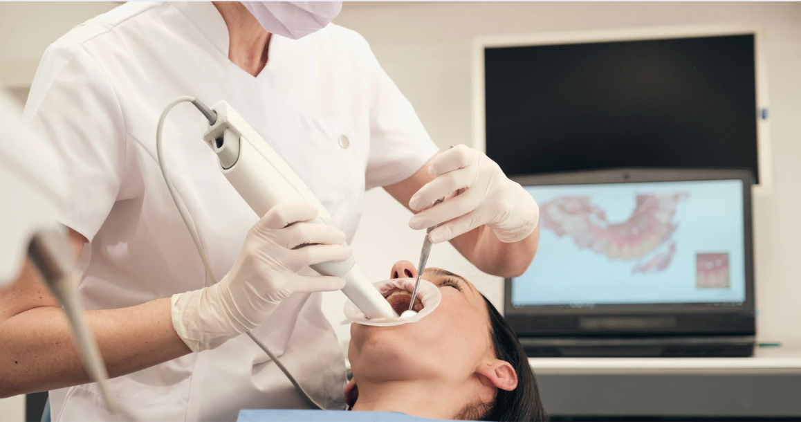 Oral cancer screening during a dental exam